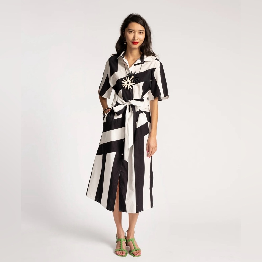 Frances valentine Amanda Shirtdress Black/Oyster 1X NWT